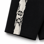 EVISU Hand-Painted "Big M" Print French Terry Sweatshorts