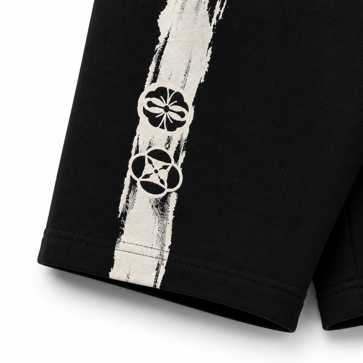 EVISU Hand-Painted "Big M" Print French Terry Sweatshorts
