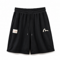 EVISU Sports Shorts featuring "Origin" Motif Combination Print and Maneki-neko Embroidery