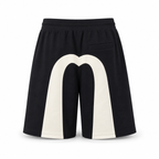 EVISU Solid-Color Athletic Shorts with Large "M" Print