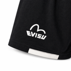 EVISU Solid-Color Athletic Shorts with Large "M" Print