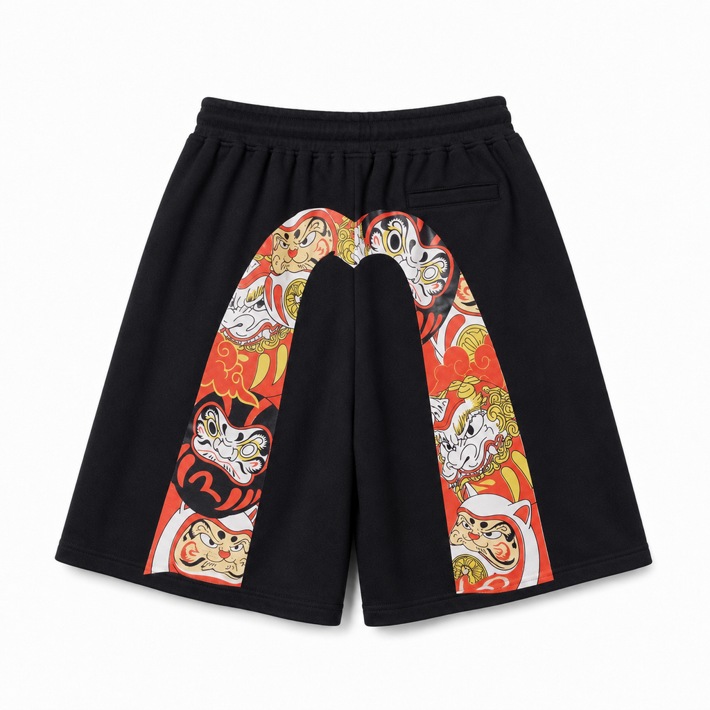 EVISU Daruma "Big M" Print Athletic Shorts