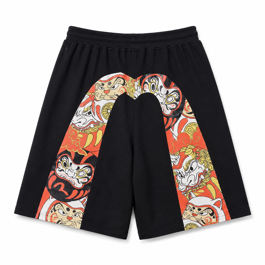 EVISU Daruma "Big M" Print Athletic Shorts