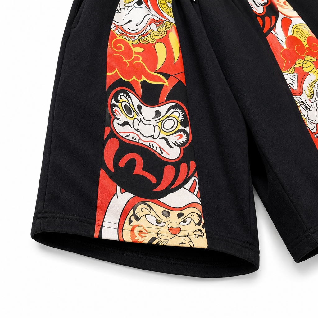 EVISU Daruma "Big M" Print Athletic Shorts