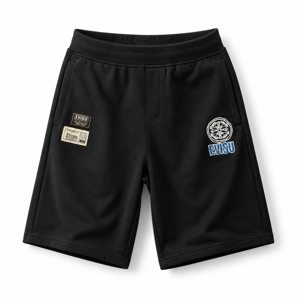 EVISU Casual Shorts with Buddha Head Embroidery