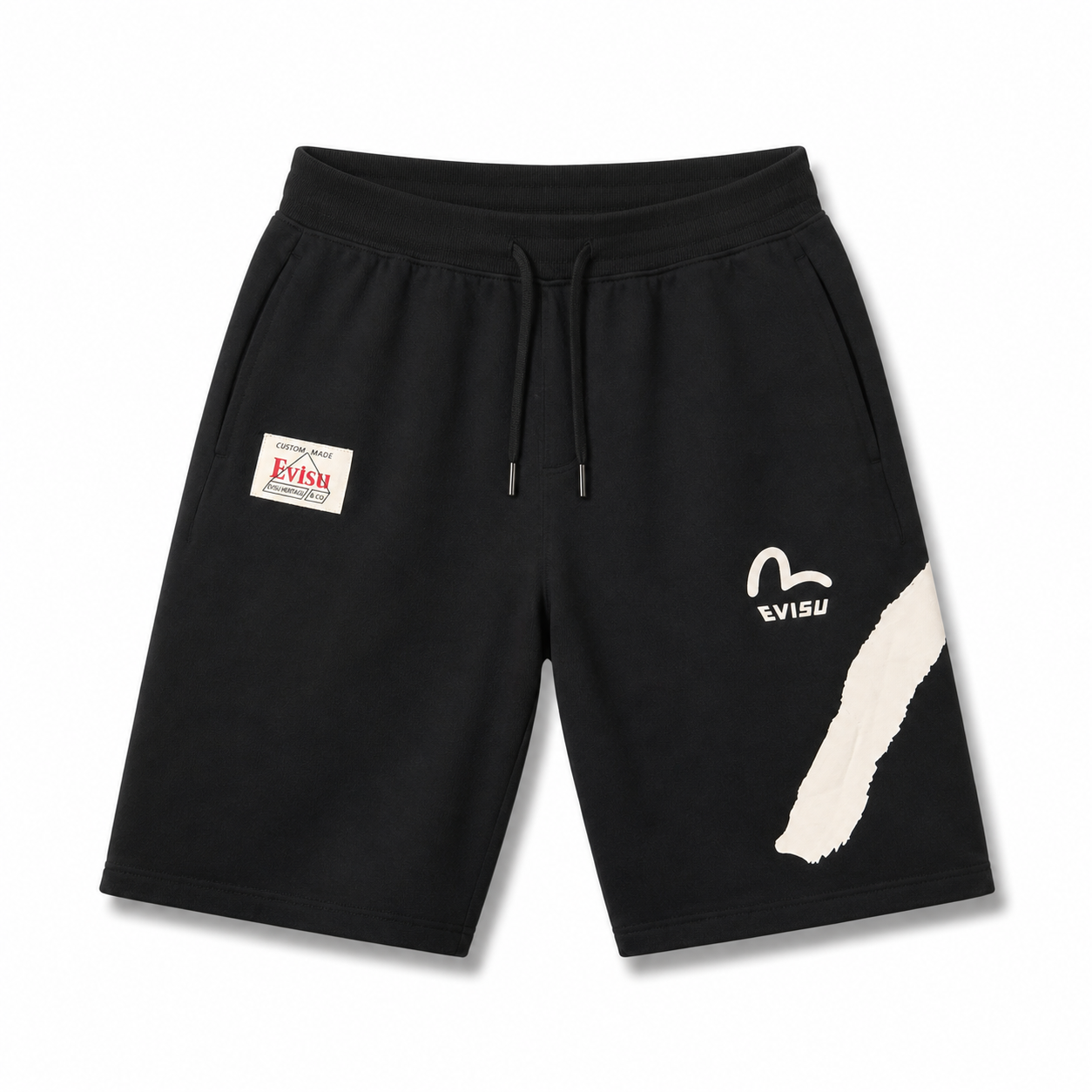EVISU Brushstroke "Big M" & Floral Embroidery Shorts