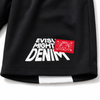 EVISU Sports Shorts with Brushstroke "Big M" Print