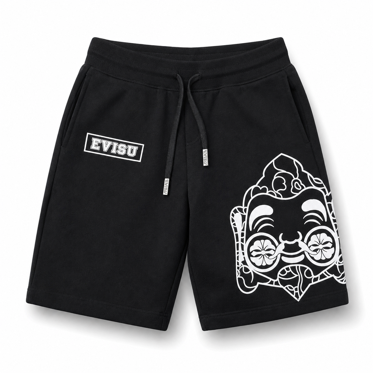 EVISU Buddha Head Print Athletic Shorts