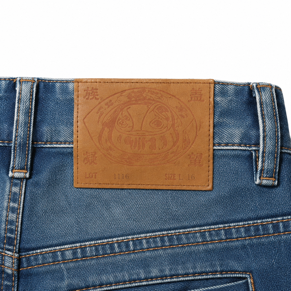 EVISU "Mismatched Paisley Big M" Denim Shorts