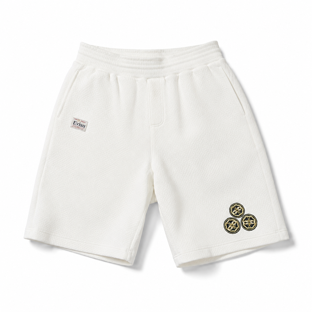 EVISU "Three Family Crests" Embroidered Athletic Shorts