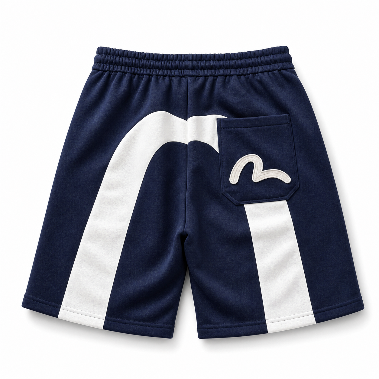 EVISU Sports Shorts with Brushstroke "Big M" Print