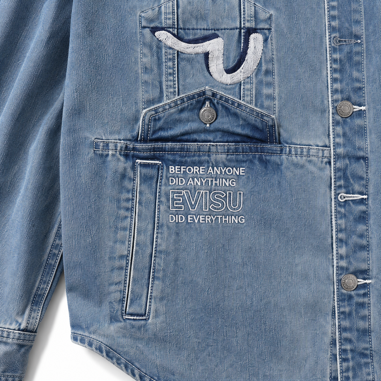 EVISU "Four-Panel Daruma Print" Series Denim Jacket