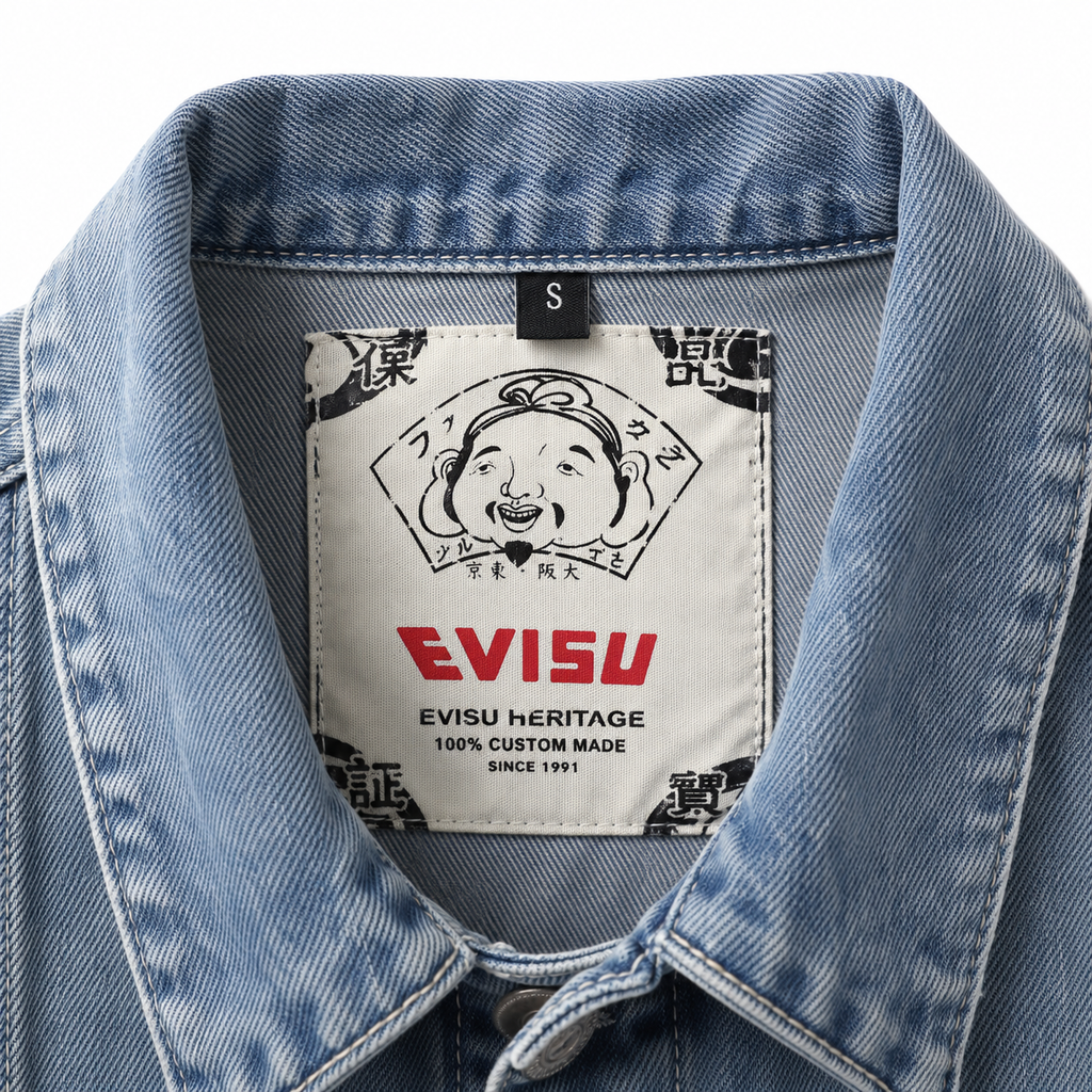 EVISU "Four-Panel Daruma Print" Series Denim Jacket
