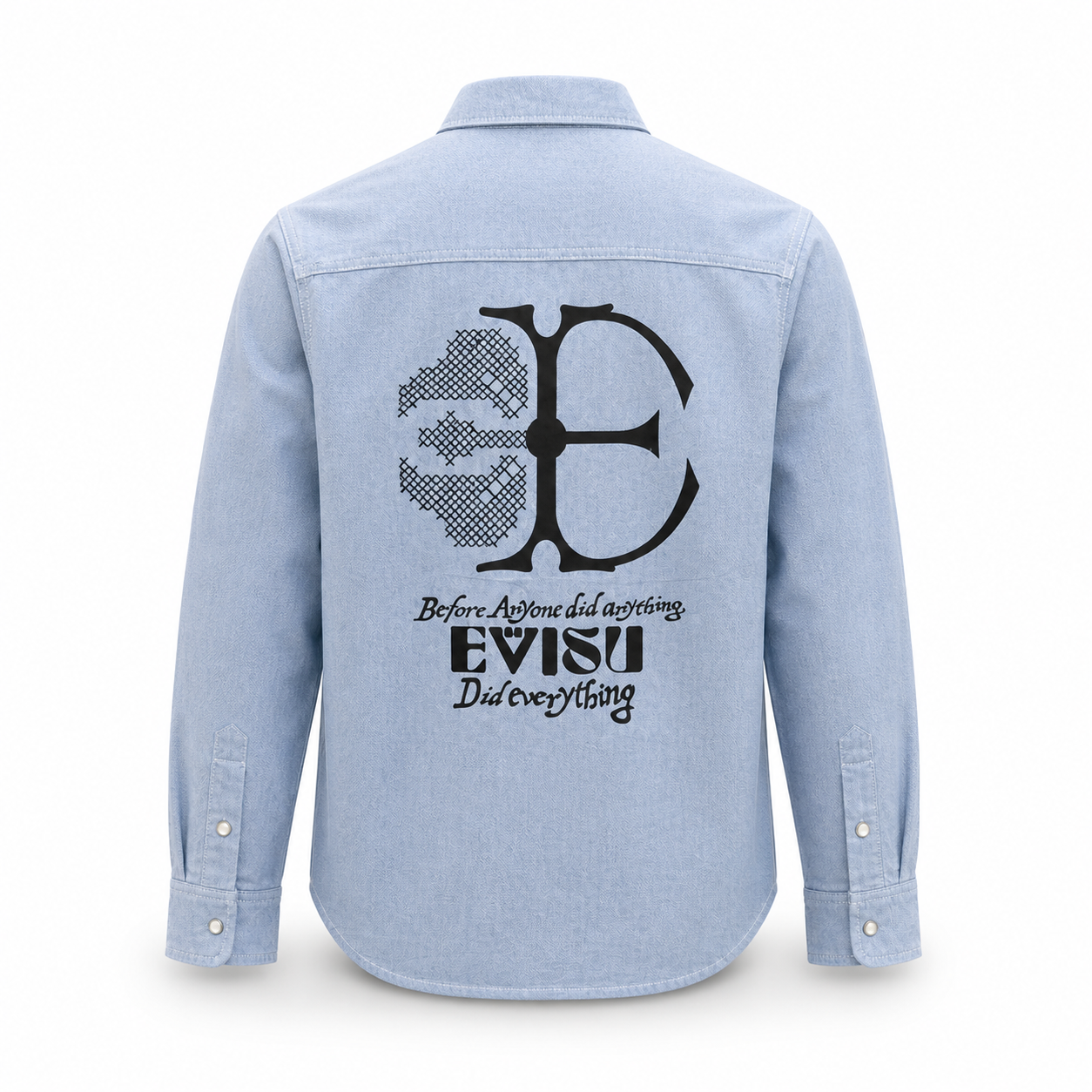 EVISU New Men's Long-Sleeve Shirt with Seagull Logo Print
