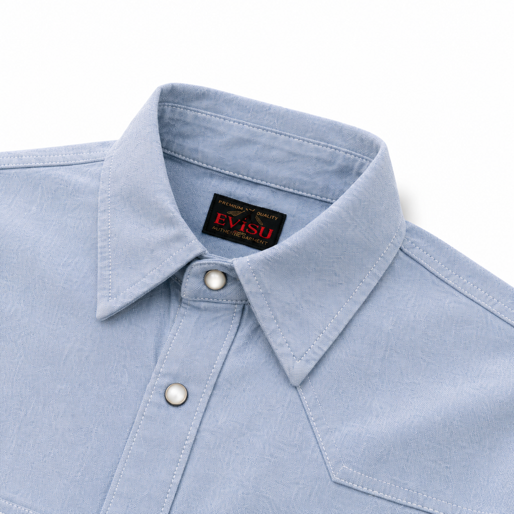 EVISU New Men's Long-Sleeve Shirt with Seagull Logo Print