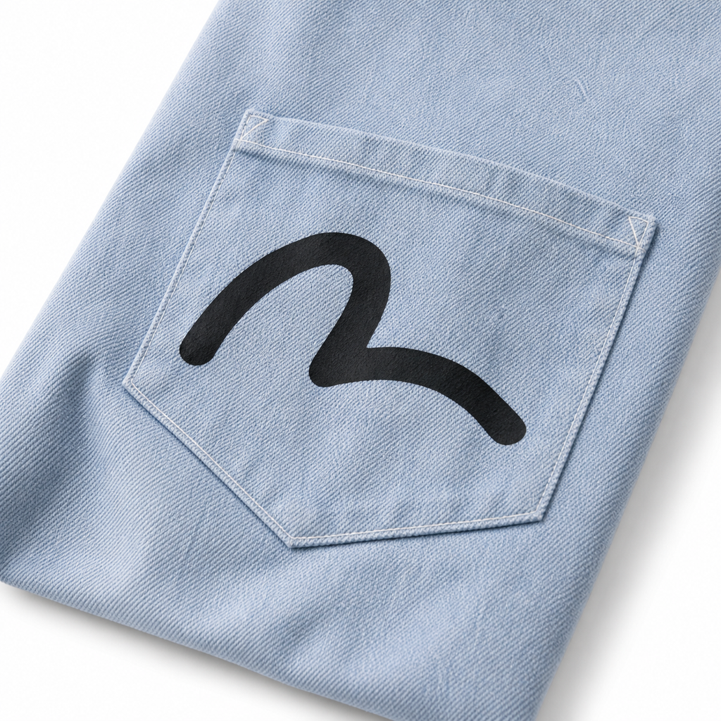 EVISU New Men's Long-Sleeve Shirt with Seagull Logo Print
