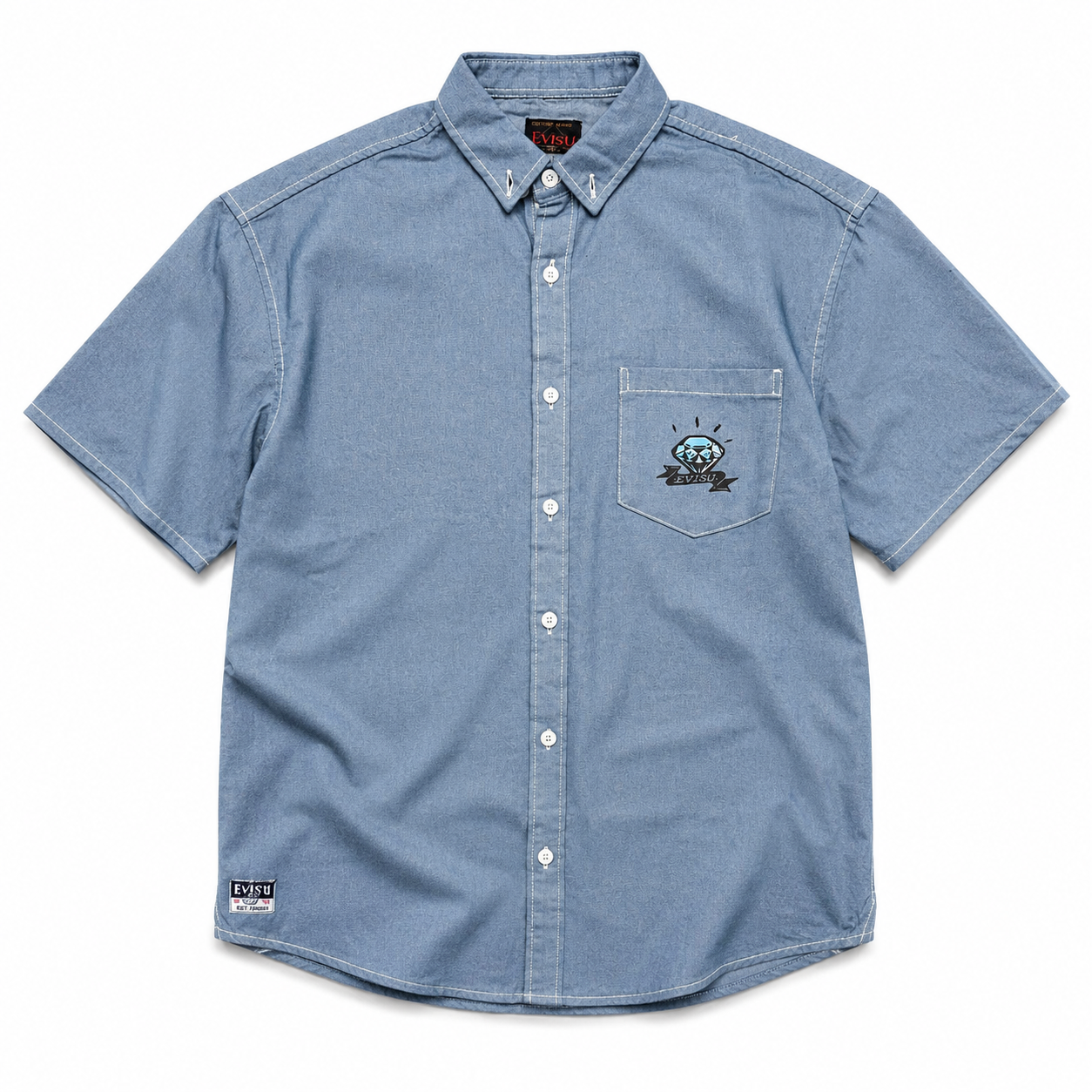 EVISU "Daruma Treasure Pot" Print Denim Shirt Series