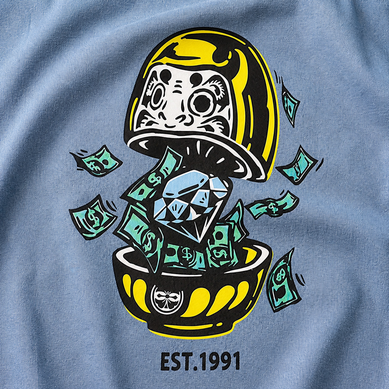 EVISU "Daruma Treasure Pot" Print Denim Shirt Series