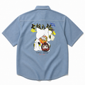 EVISU New Arrival: "Seven Falls, Eight Rises" Beckoning Cat Print Short-Sleeve Shirt