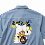 EVISU New Arrival: "Seven Falls, Eight Rises" Beckoning Cat Print Short-Sleeve Shirt