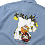 EVISU New Arrival: "Seven Falls, Eight Rises" Beckoning Cat Print Short-Sleeve Shirt