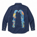 EVISU "God of Fortune & Koi Big M" Long-Sleeve Denim Shirt