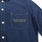 EVISU "God of Fortune & Koi Big M" Long-Sleeve Denim Shirt