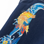 EVISU "God of Fortune & Koi Big M" Long-Sleeve Denim Shirt