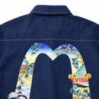 EVISU "Pine and Crane" Large "M" Print Long-Sleeve Denim Shirt