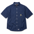 EVISU "Daruma Treasure Pot" Print Series Short-Sleeve Denim Shirt