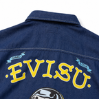 EVISU "Daruma Treasure Pot" Print Series Short-Sleeve Denim Shirt