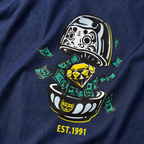 EVISU "Daruma Treasure Pot" Print Series Short-Sleeve Denim Shirt