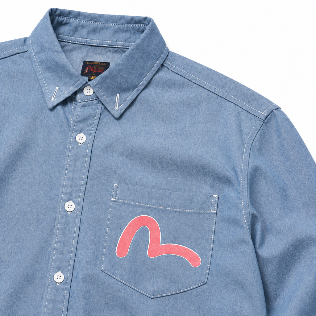EVISU "Daruma Graffiti" Series Long-Sleeve Denim Shirt