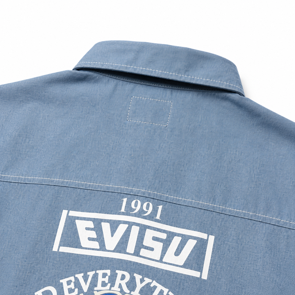 EVISU "Daruma Graffiti" Series Long-Sleeve Denim Shirt