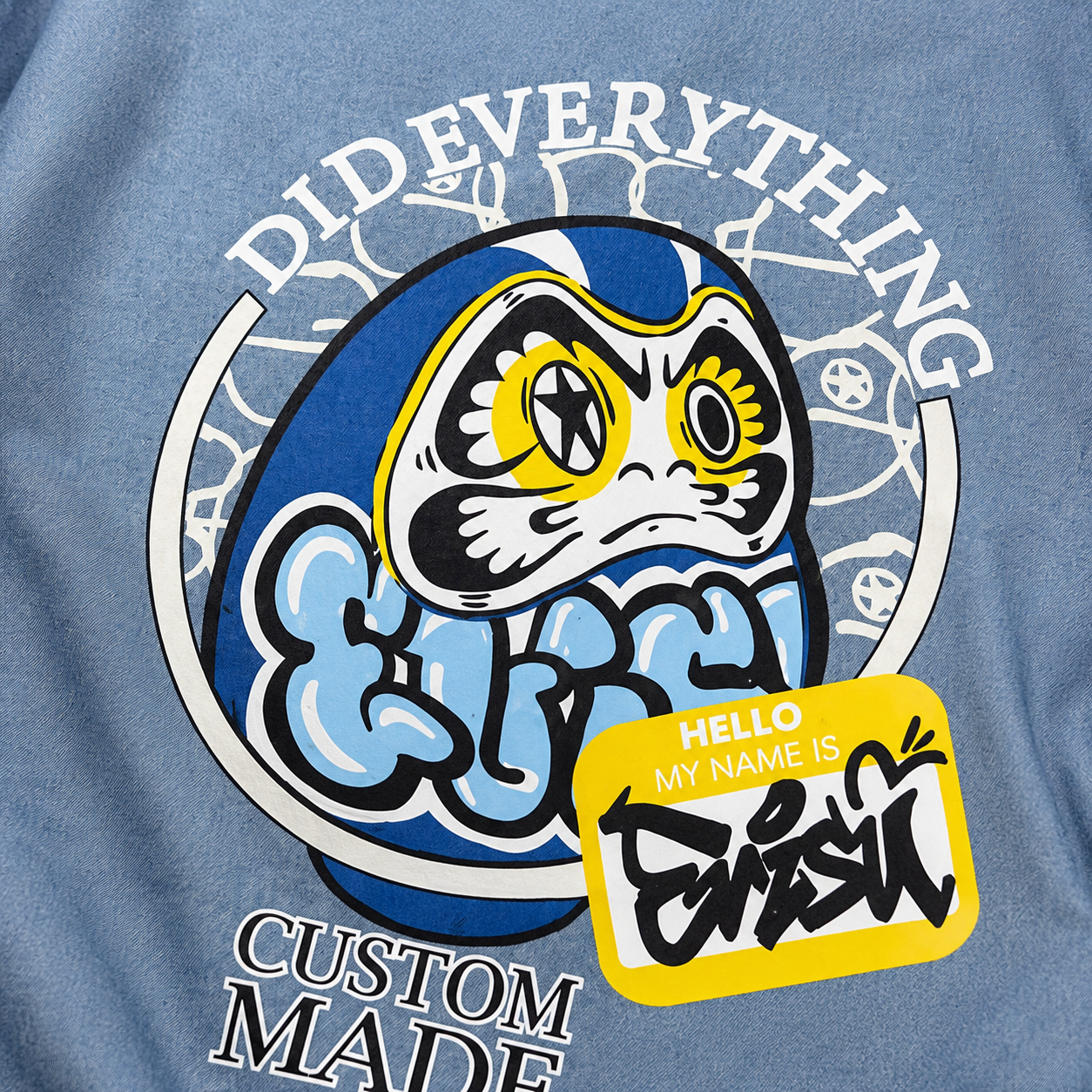 EVISU "Daruma Graffiti" Series Long-Sleeve Denim Shirt