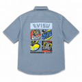 EVISU "Daruma Comic Panel" Print Short-Sleeve Denim Shirt