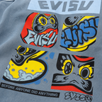 EVISU "Daruma Comic Panel" Print Short-Sleeve Denim Shirt