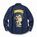EVISU "God of Wind" Themed Long-Sleeve Denim Shirt