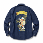 EVISU "God of Wind" Themed Long-Sleeve Denim Shirt