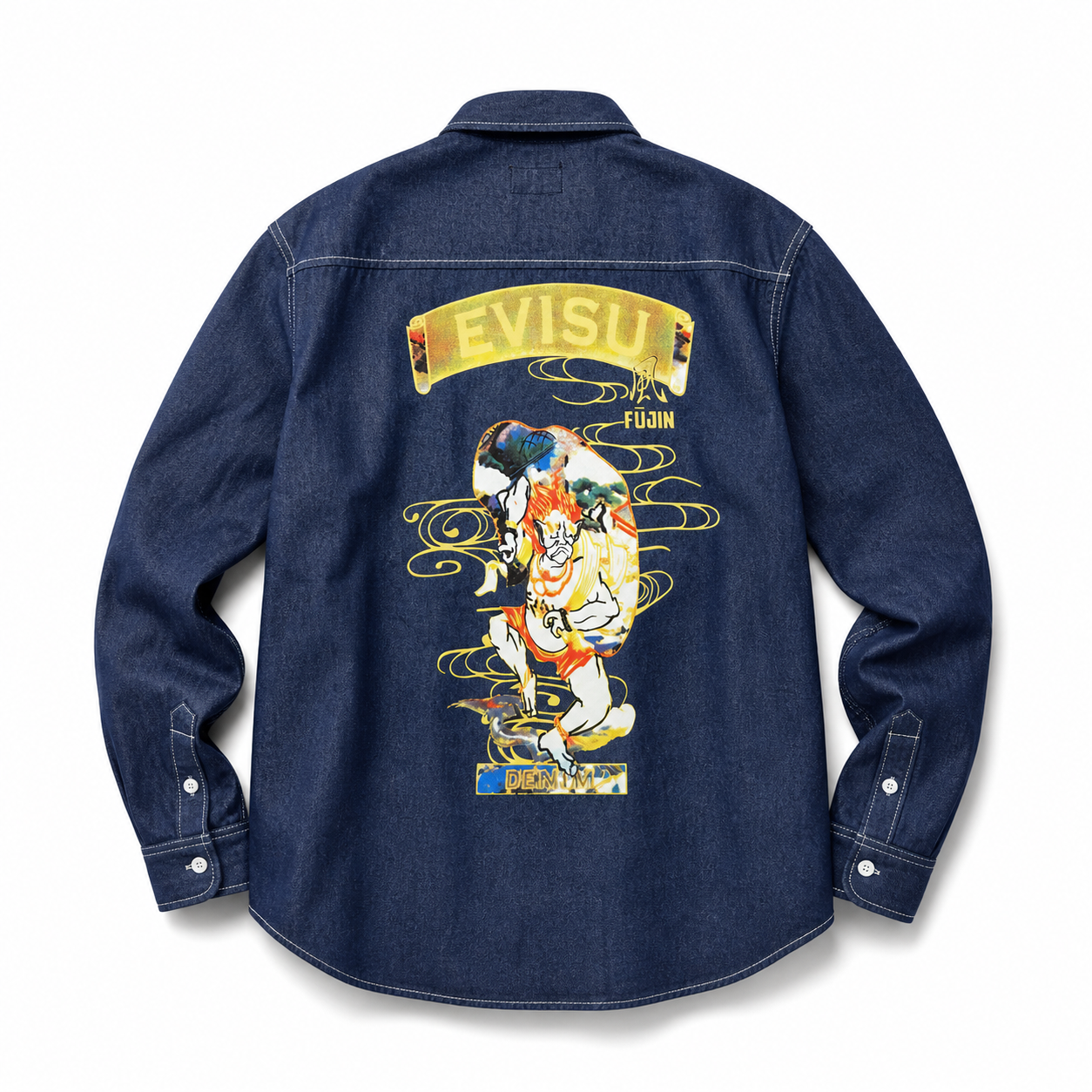 EVISU "God of Wind" Themed Long-Sleeve Denim Shirt