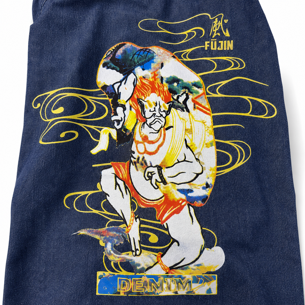 EVISU "God of Wind" Themed Long-Sleeve Denim Shirt