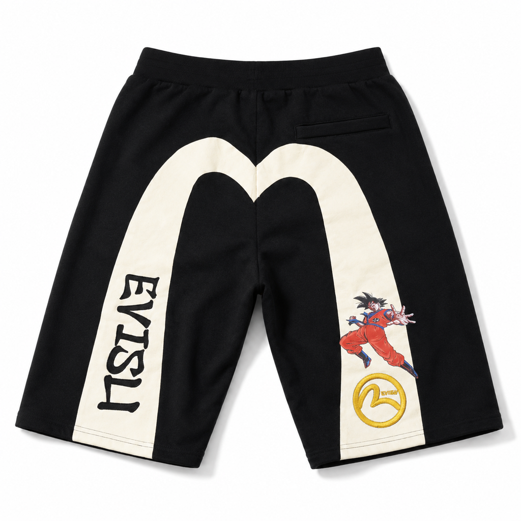 EVISU x Dragon Ball Collaboration: Goku-Print Athletic Shorts