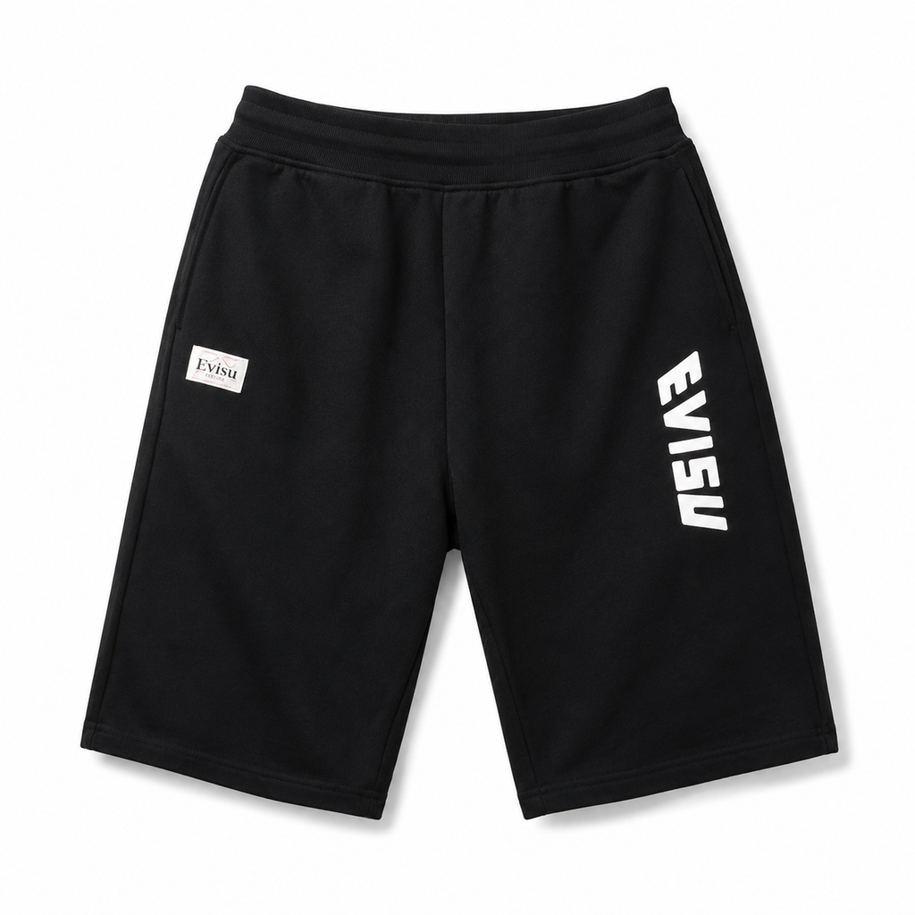 EVISU (Fukujin) brand "Taiko Daruma and Maneki-neko" printed athletic shorts
