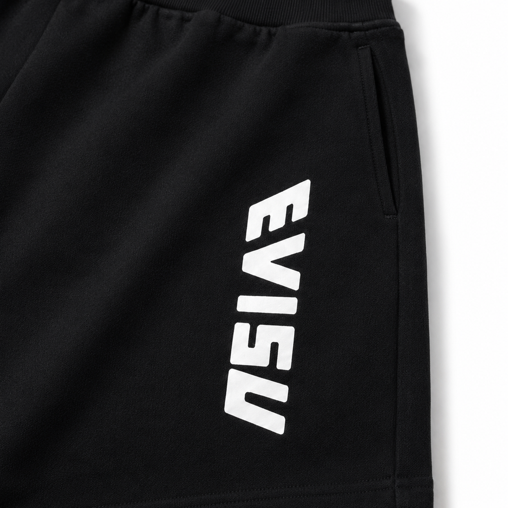 EVISU (Fukujin) brand "Taiko Daruma and Maneki-neko" printed athletic shorts