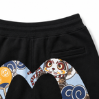 EVISU (Fukujin) brand "Taiko Daruma and Maneki-neko" printed athletic shorts