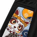EVISU (Fukujin) brand "Taiko Daruma and Maneki-neko" printed athletic shorts