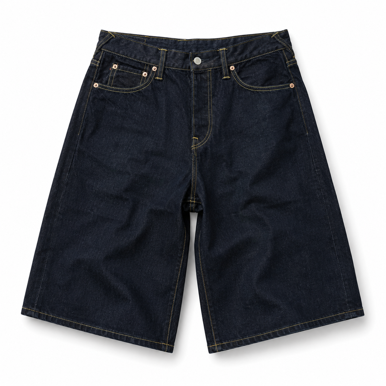 EVISU Denim Shorts with "Gold Big M" Print