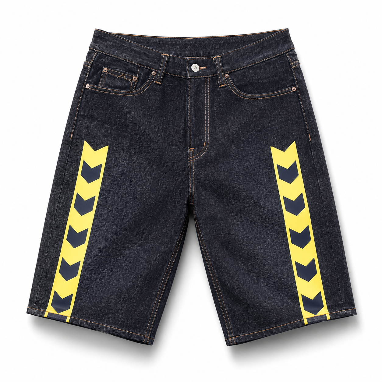 EVISU "Yellow Arrow" Denim Shorts