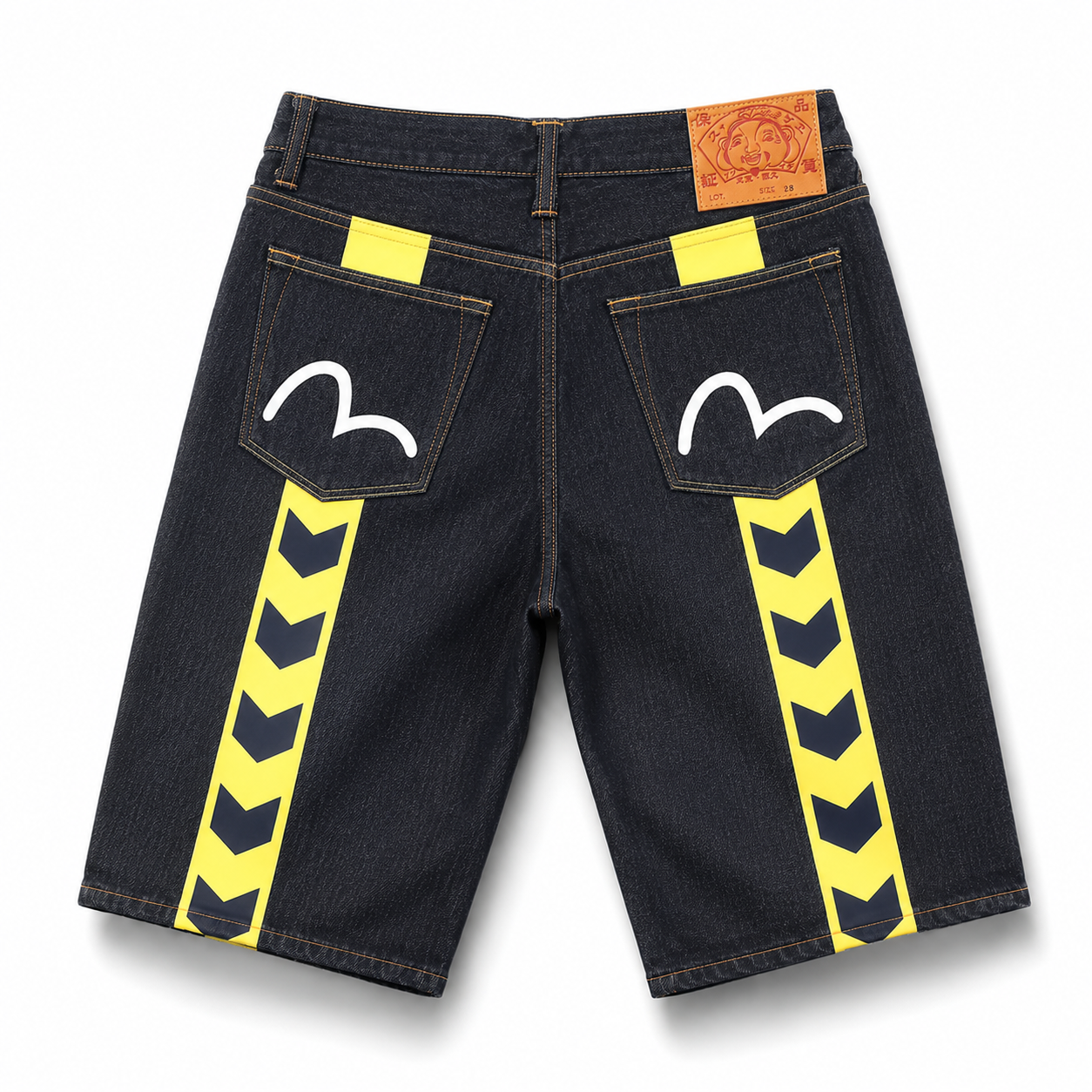 EVISU "Yellow Arrow" Denim Shorts