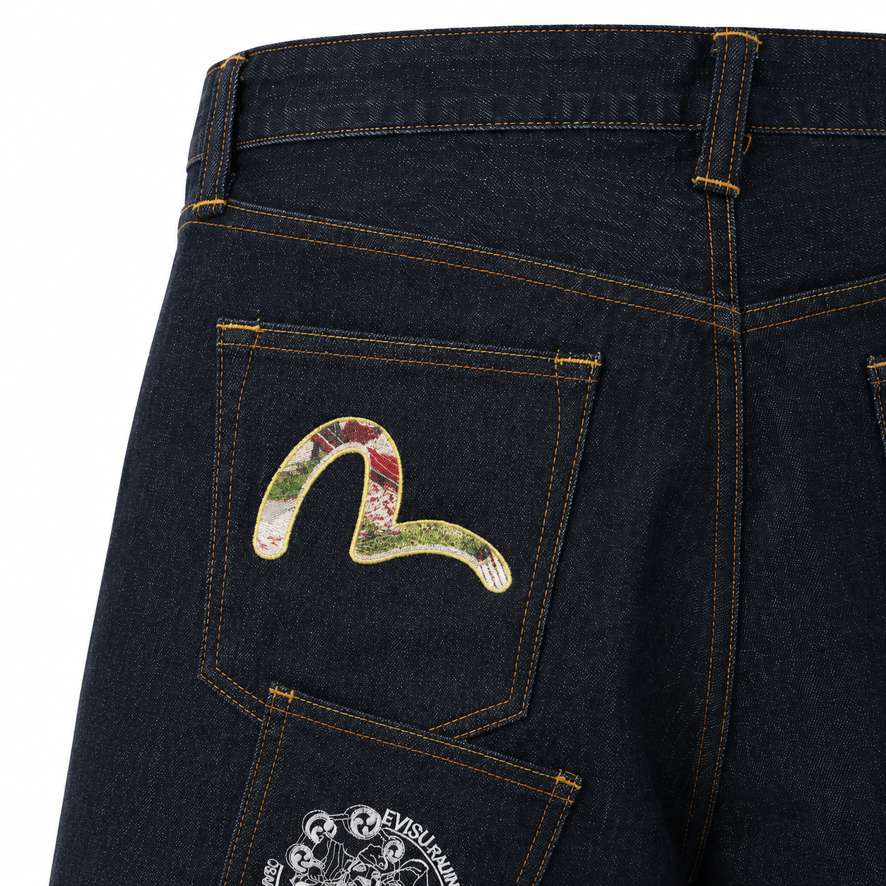 EVISU "Multi-Pocket Embroidered" Denim Shorts